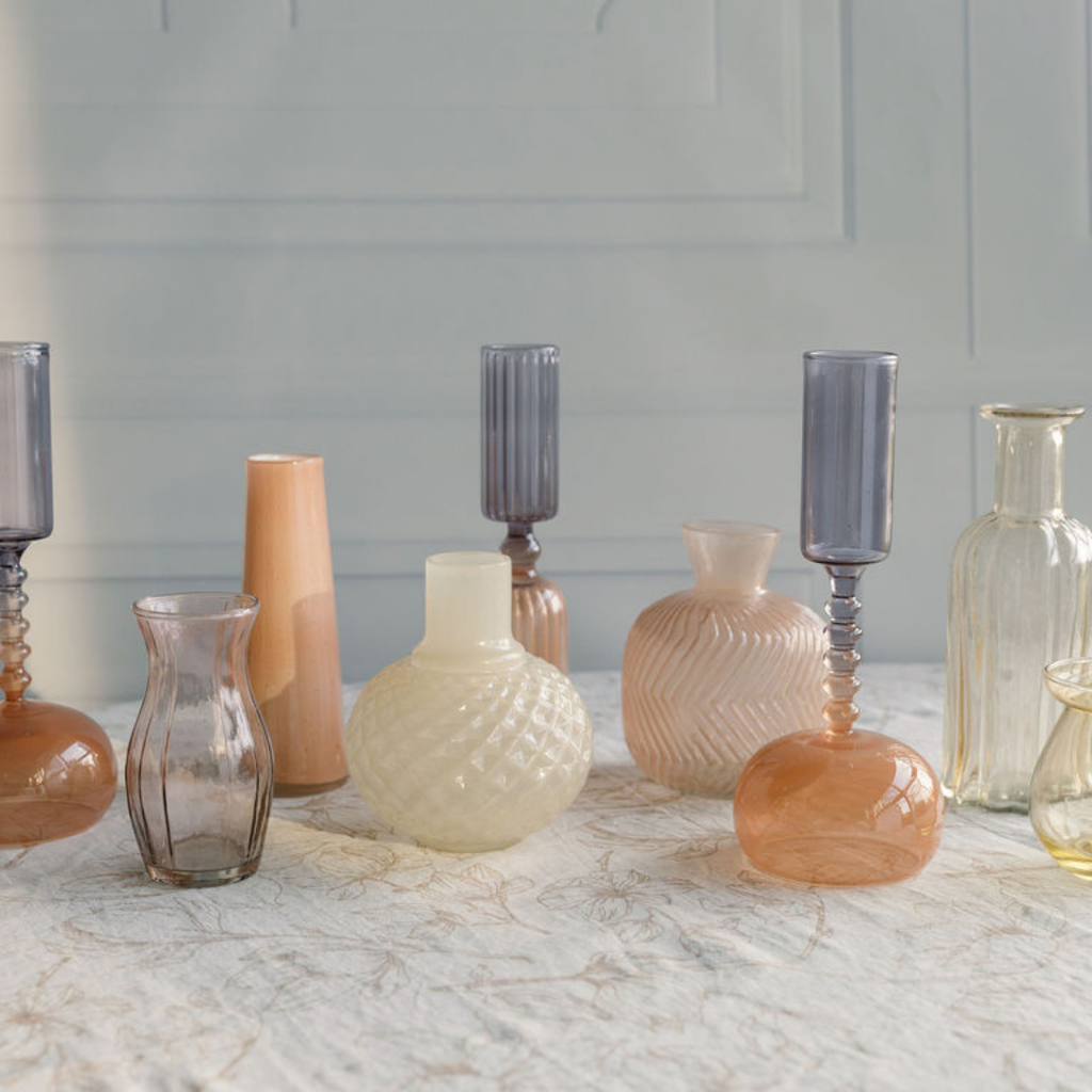 Assorted Yellow and Peach Glass Bud Vases