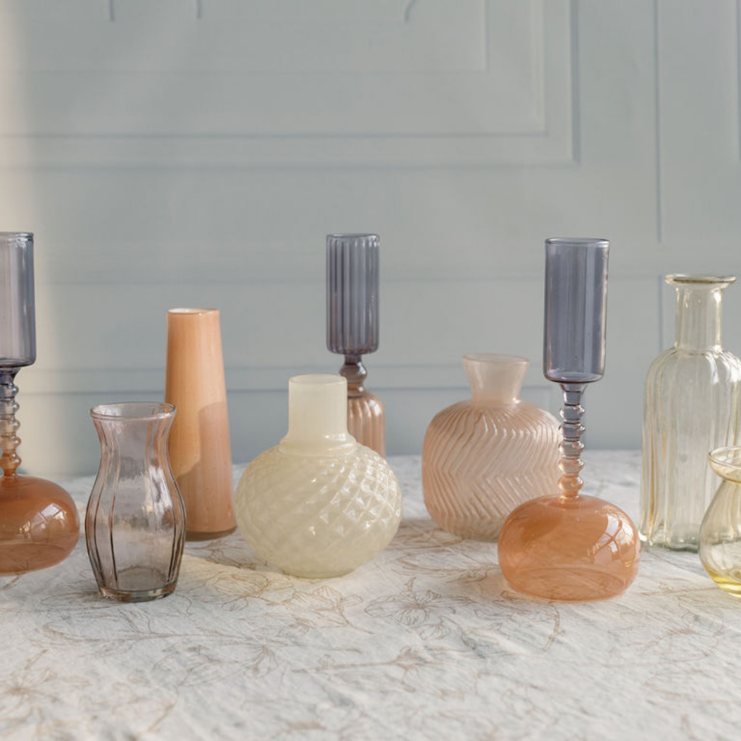 Assorted Yellow and Peach Glass Bud Vases